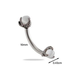 Dragon claw curved barbell with moonstone beads in stainless steel for eyebrow piercing