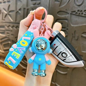 Portachiavi con coniglio astronauta carino e cinturino in gomma LOVE per borse moda