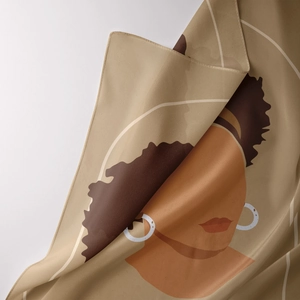 Macro detail of silk texture scarf with modern bohemian African woman portrait art