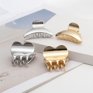 Metal Hair Claw Clips Small Shark Clip Heart Crescent Shape Non-Slip Gold Silver Minimalist Hair Accessories For Women