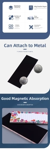 Detailed view of strong magnetic backing on yellow 80g wood-free paper sticky notes