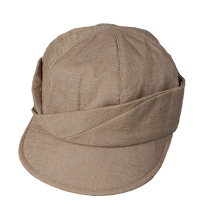Brown breathable cotton linen newsboy cap with minimalist cross-layered brim design