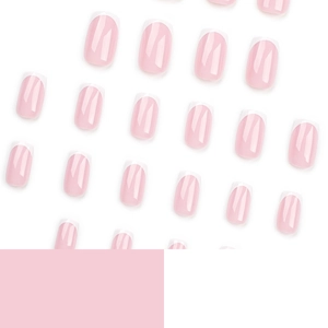 Faux ongles French classiques avec base rose et pointes blanches en forme carrée moyenne