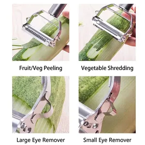 2-in-1 stainless steel vegetable peeler and grater with non-slip handle for kitchen use