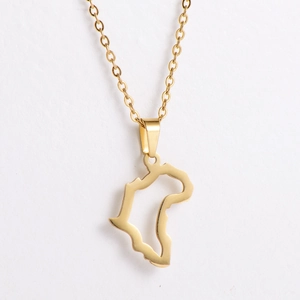 Collana minimalista in acciaio inossidabile placcato oro con ciondolo mappa Africa