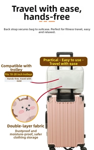 Detail of the dual-layer fabric travel bag with back strap for 18-28 inch luggage