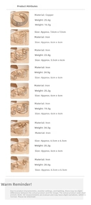 Detailed size and material specs for metal hollow flower and leaf open bangles