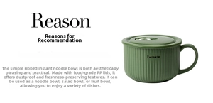 Detail of forest green ceramic bowl with vertical textures and food-grade PP lid