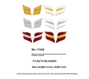 Multi-color titanium steel wing stud earrings in gold and silver finish F1568