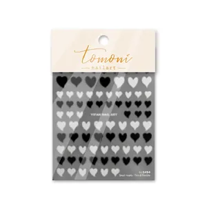 Japanese style heart nail stickers in black and white ultra-thin resilient design