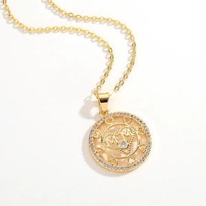 Golden heart necklace with MOM pendant and white zircon inlay for Mother's Day gift