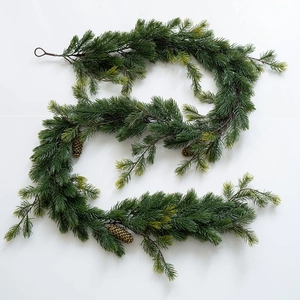 Guirlande de sapin de Noël réaliste avec pommes de pin pour décoration de table