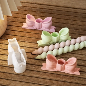 DIY bow-shaped candle holder resin mold and macaron-colored handmade candle stands