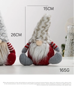 Detailed size specifications for red and grey Christmas gnome with 26cm height dimension