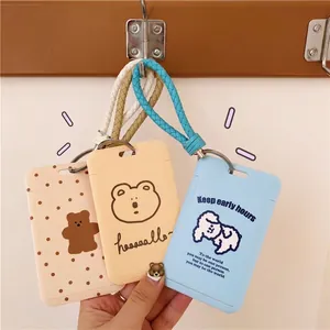 Cute Plush Card Holder Case For Photo Display Ribbon Bow Animal Rabbit Soft ID Badge Keychain Pendant