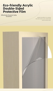 Detail of wooden shadow box frame featuring double-sided protective film on acrylic panel