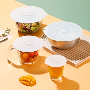 Food Grade Silicone Suction Lids For Bowls Pots Microwave Food Cover Heat Resistant Reusable Sealing Cap