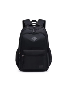 Durable black large-capacity travel backpack with diamond lash tab and padded straps