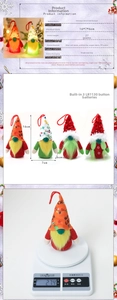 Detailed size specifications and weight chart for the lighted Christmas Grinch gnome