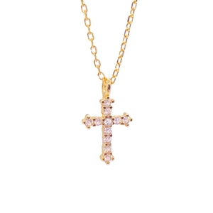 Cross Pendant Necklace 925 Sterling Silver Pave Cubic Zirconia Elegant Fashion Clavicle Chain Jewelry For Women