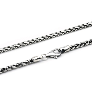 Titanium steel silver wheat chain necklace for men and women with lobster clasp detail