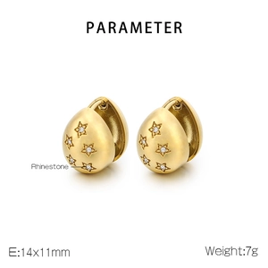 Detailed parameter view of 18K gold plated star earrings with sparkling rhinestones