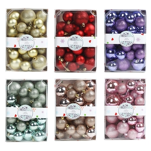 Christmas Ball Ornaments Plastic Shiny Matte Glitter Baubles For Tree Festive Holiday Decoration Mixed Sizes Multi Colored