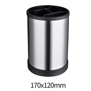Rotating stainless steel kitchen utensil holder 170x120mm on white background