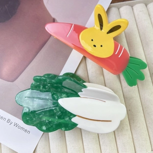 Hair Claw Clips Acetate Vegetable Carrot Cabbage Rabbit Cute Creative Niche Design For Women Girls Hair Accessories