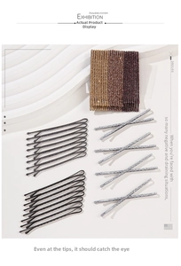 Glitter hair clips set with wavy non-slip design in gold brown red black and silver