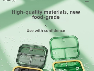 Macro detail of portable weekly pill organizer with food-grade compartments and secure lids