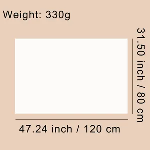 Size chart showing 330g weight and 120x80cm dimensions for baby swaddle blanket