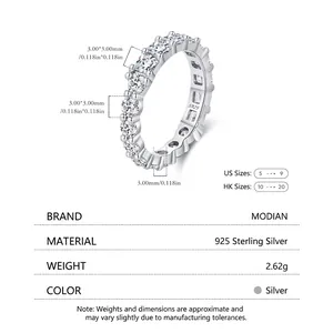 S925 sterling silver eternity band featuring round and square cut sparkling zircons