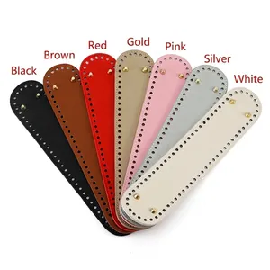 DIY PU leather oval bag base with pre-punched holes and gold rivets in 7 colors
