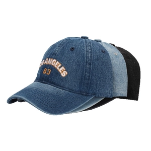 Vintage Denim Baseballkappen mit Los Angeles Stickerei in Blau, Hellblau und Schwarz