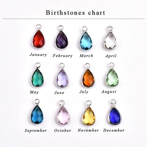 Birthstone Charms Teardrop Waterdrop Pendants Copper Glass DIY Jewelry Making Findings Bracelet Necklace Accessories
