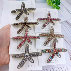 Starfish Hair Clip Alloy Rhinestone Duckbill Hairpin Elegant Korean Style Minimalist Hair Accessories For Women