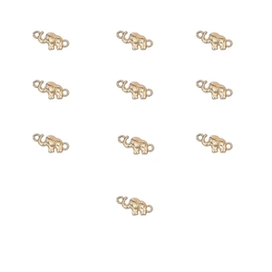 Set of 10 vintage gold elephant metal pendant charms for DIY jewelry making and crafts