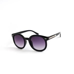 Kids round sunglasses with black frames, purple gradient lenses and metal arrow details