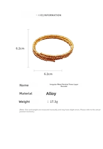 Détails du bracelet en perles dorées montrant le poids de 17,3g et le diamètre de 6,2cm