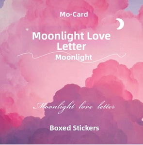 Detail view of Moonlight Love Letter dreamlike pink purple cloud stickers for journaling