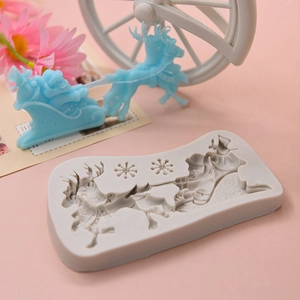 Christmas Santa reindeer sleigh silicone mold for DIY cake baking and crafts