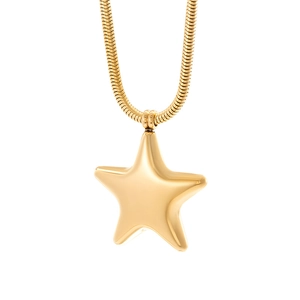 Minimalist gold stainless steel star necklace with sleek snake chain and polished pendant