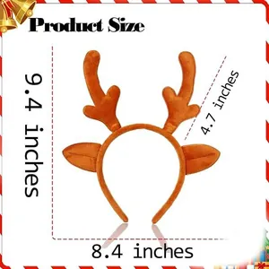 Detailed size chart of the plush reindeer antler headband for Christmas cosplay