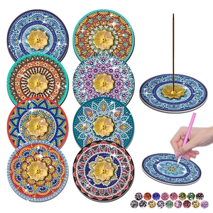 Set sottobicchieri Diamond Painting Mandala con porta incenso e kit completo per hobby