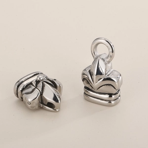 Polished stainless steel double-hole clasps for leather cord jewelry DIY making