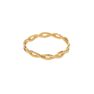 Minimalist 18K gold plated stainless steel twisted rope ring with geometric hollow design
