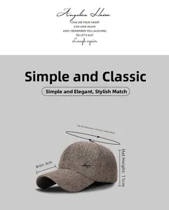 Détail d'une casquette business en tweed marron avec sangle réglable et petit logo L