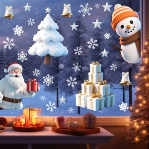 Christmas snowman and Santa window static stickers for festive home and shop decor