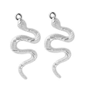 Vintage silver snake alloy pendant with detailed scale texture and round hanging ring